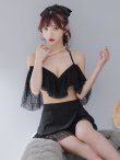 画像13: 【即日発送】【ビキニ】ドットシアーオフショルスカート付きビキニ 3点セット【水着】[YMT] (13)