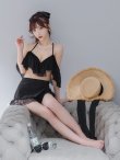 画像20: 【即日発送】【ビキニ】ドットシアーオフショルスカート付きビキニ 3点セット【水着】[YMT] (20)