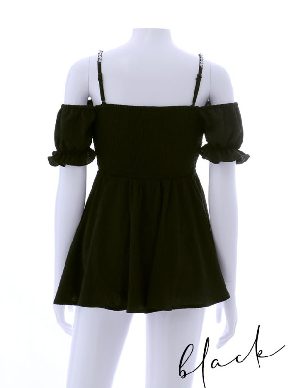 画像18: 【即日発送】【ビキニ】【水着】ビジューオフショルダーワンピースビキニ2点セット [YMT] (18)