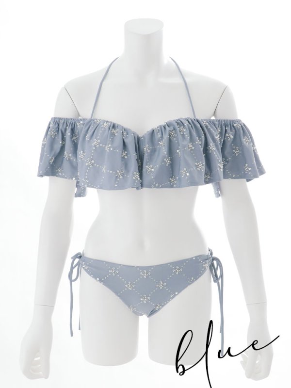 画像29: 【即日発送】【ビキニ】【水着】ビジューオフショルダーフリルビキニ 2点セット[YMT]M266dz (29)