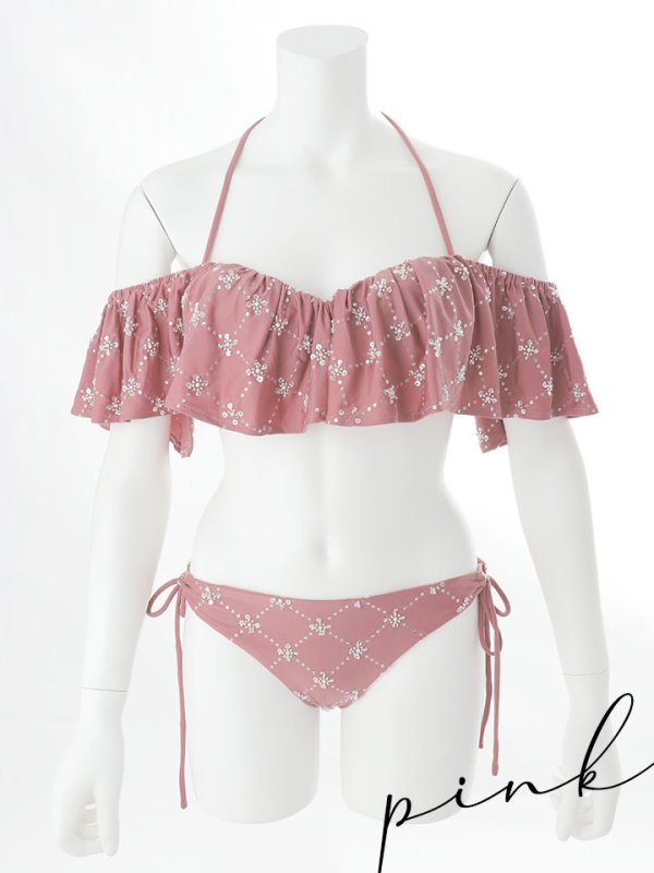 画像31: 【即日発送】【ビキニ】【水着】ビジューオフショルダーフリルビキニ 2点セット[YMT]M266dz (31)