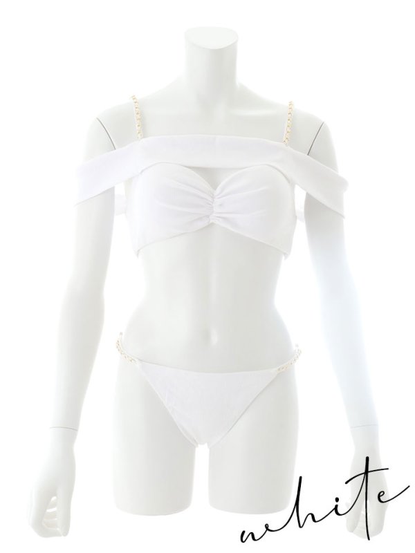 画像18: 【即日発送】【ビキニ】【水着】チェーンストラップオフショルビキニ 2点セット [YMT] (18)