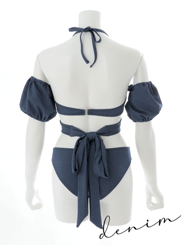 画像47: 【即日発送】【ビキニ】【水着】オフショルデニムビキニ 2点セット [YMT] (47)