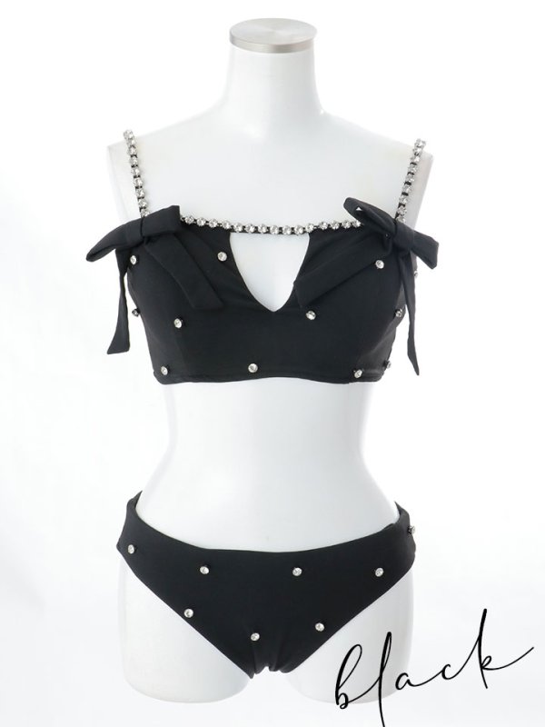 画像15: 【即日発送】【ビキニ】【水着】サイドリボンビジュースタッズビキニ 2点セット [YMT] (15)