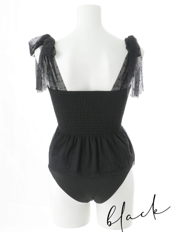 画像20: 【即日発送】【ビキニ】【水着】ドットチュールペプラムフリルビキニ 2点セット [YMT] (20)