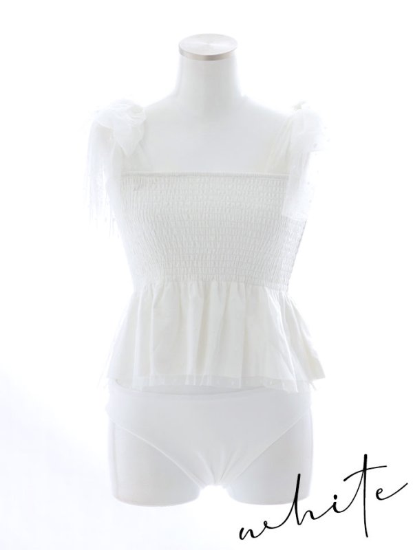 画像22: 【即日発送】【ビキニ】【水着】ドットチュールペプラムフリルビキニ 2点セット [YMT] (22)