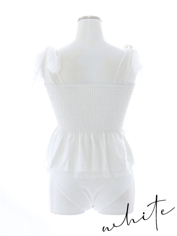 画像21: 【即日発送】【ビキニ】【水着】ドットチュールペプラムフリルビキニ 2点セット [YMT] (21)