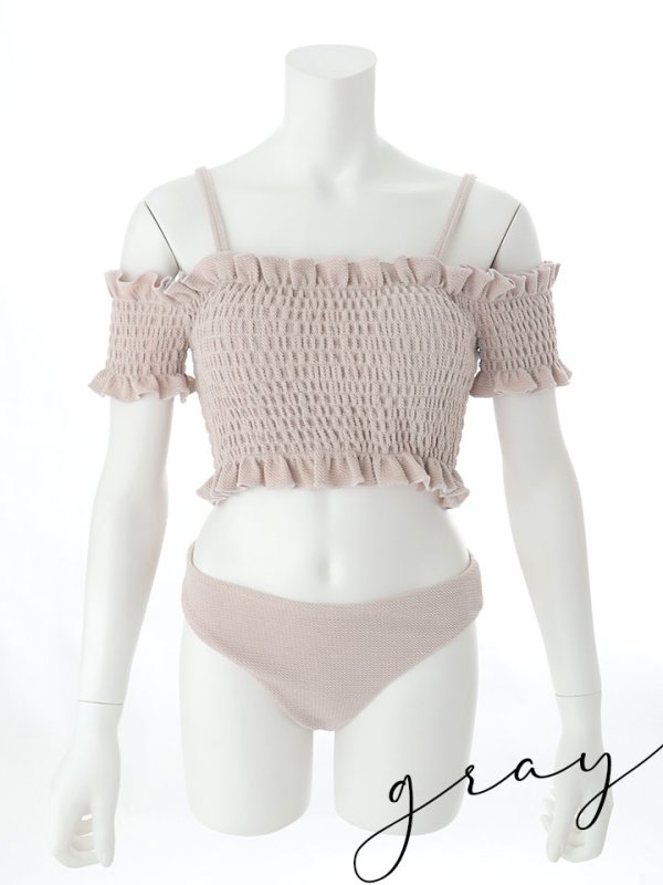 画像29: 【即日発送】【ビキニ】【水着】シャーリングオフショルビキニ  2点セット [YMT] (29)