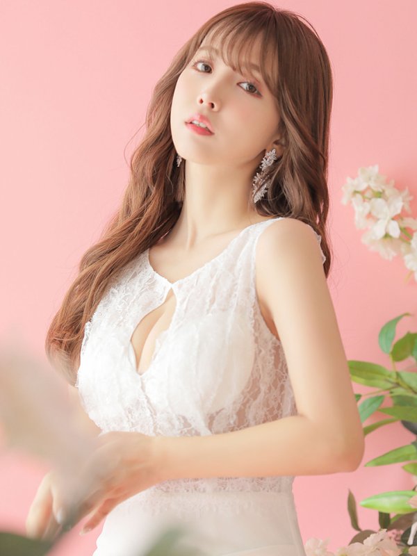 画像14: 【Miyu × GLAMOROUS by Andy COLLECTION】ワンカラー/ レース/ アシメスカート/ タイト/ ミニドレス / キャバドレス[FB03] (14)