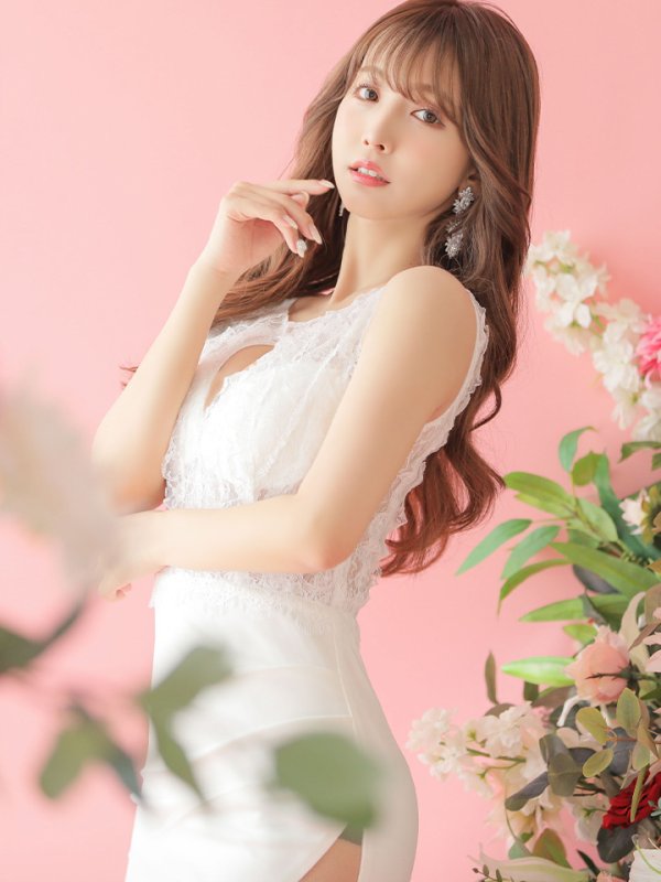 画像15: 【Miyu × GLAMOROUS by Andy COLLECTION】ワンカラー/ レース/ アシメスカート/ タイト/ ミニドレス / キャバドレス[FB03] (15)