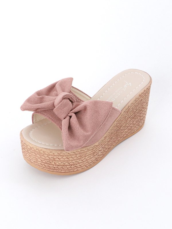 画像9: 【即日発送】【水着小物：ビーチサンダル】ピンクリボンウェッジサンダル[YMT] (9)