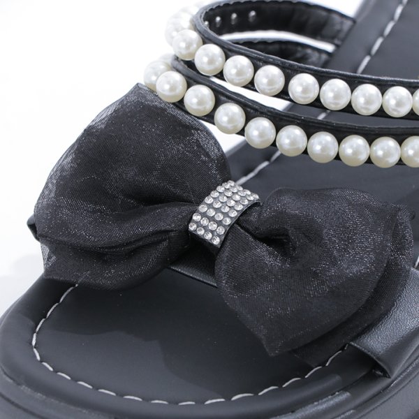 画像7: 【即日発送】【水着小物：ビーチサンダル】パール付き/ リボン/ 厚底サンダル[FB01] (7)