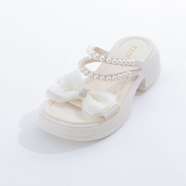 画像14: 【即日発送】【水着小物：ビーチサンダル】パール付き/ リボン/ 厚底サンダル[FB01] (14)