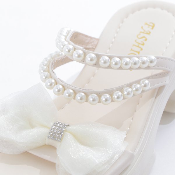 画像12: 【即日発送】【水着小物：ビーチサンダル】パール付き/ リボン/ 厚底サンダル[FB01] (12)