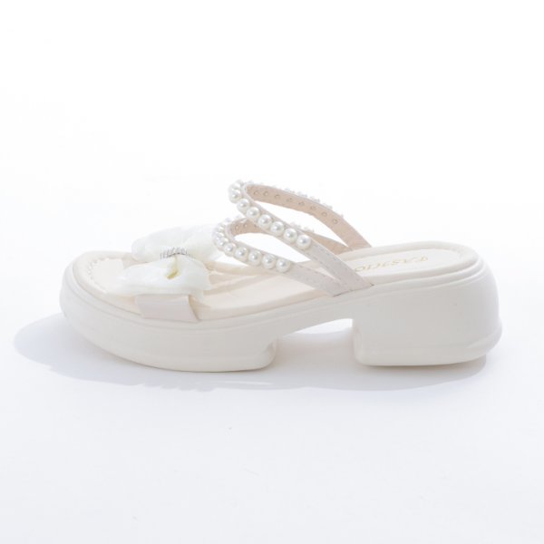 画像11: 【即日発送】【水着小物：ビーチサンダル】パール付き/ リボン/ 厚底サンダル[FB01] (11)