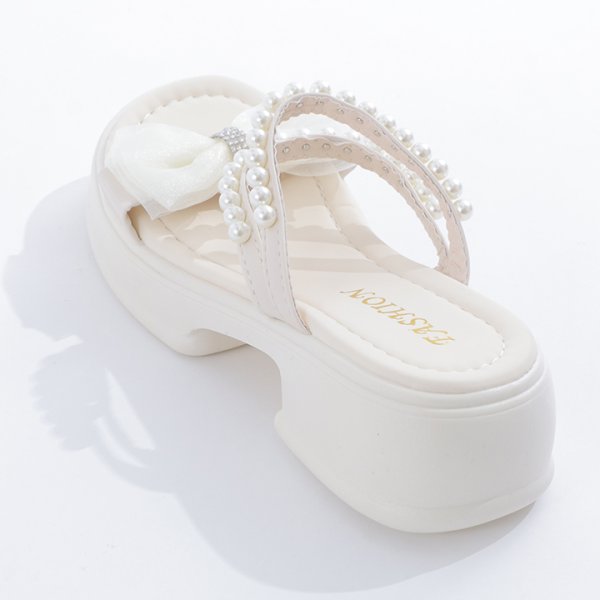 画像10: 【即日発送】【水着小物：ビーチサンダル】パール付き/ リボン/ 厚底サンダル[FB01] (10)