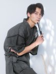 画像1: 【即日発送】【メンズ甚平】ダークグレー甚平【甚平2点セット 甚平/下駄】[YMT] (1)