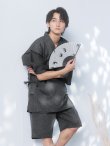 画像2: 【即日発送】【メンズ甚平】ダークグレー甚平【甚平2点セット 甚平/下駄】[YMT] (2)