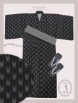 画像18: 【予約 / 5月中旬発送予定】ブラック矢羽線画紳士浴衣【浴衣３点セット 浴衣/帯/下駄】 OBI-MS-002-wk-2-BxGY / GETA-MS-32-ok-2-GY / [yog/YMT] (18)
