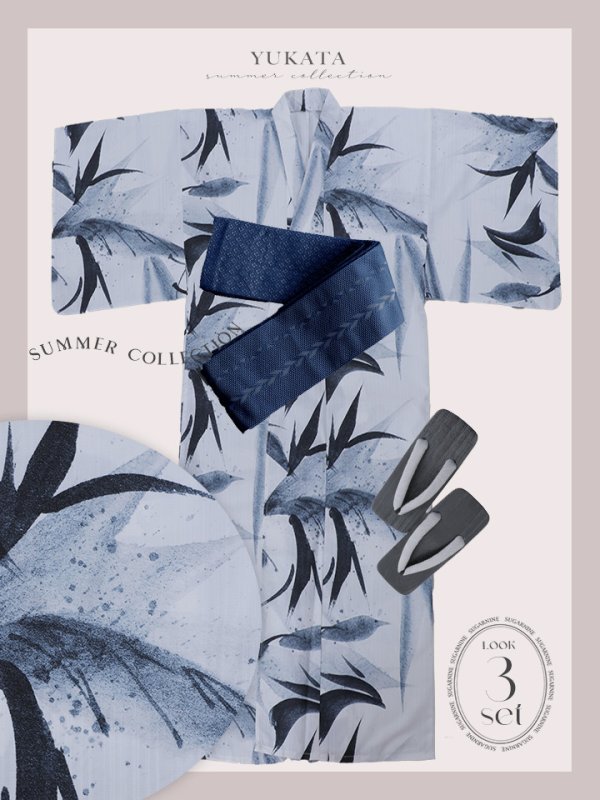 画像15: 【即日発送】水墨デザイン紳士浴衣【浴衣３点セット 浴衣/帯/下駄】[YMT] (15)