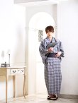 画像3: 【浴衣セット】グレー地格子柄メンズ浴衣【浴衣・帯・下駄セット】（OBI-MS-001-ok-10-B）[HC02] (3)