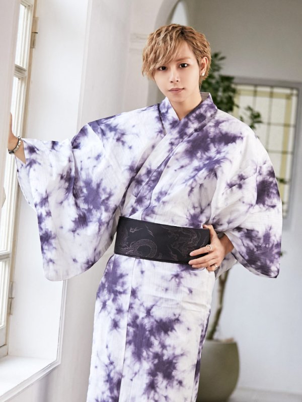 画像3: 【即日発送】【浴衣セット】タイダイ柄メンズ浴衣 【浴衣３点セット 浴衣/帯/下駄】[HC02] (3)