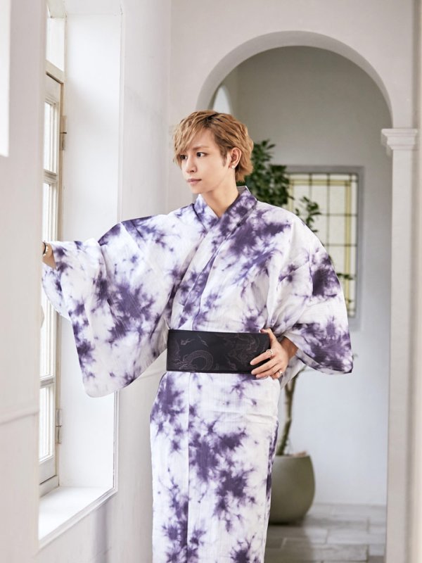 画像6: 【即日発送】【浴衣セット】タイダイ柄メンズ浴衣 【浴衣３点セット 浴衣/帯/下駄】[HC02] (6)