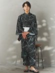 画像11: 【即日発送！】【メンズ浴衣】ブラックグリーン幾何学的模様浴衣【浴衣３点セット 浴衣/帯/下駄】[FB03] (11)