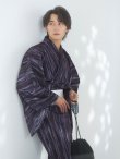 画像1: 【即日発送！】【メンズ浴衣】モザイクアート×ストライプ浴衣【浴衣・帯・下駄セット】OBI-MS-001-ok-5-W [YMT] (1)