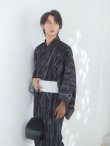 画像6: 【即日発送！】【メンズ浴衣】モザイクアート×ストライプ浴衣【浴衣・帯・下駄セット】OBI-MS-001-ok-5-W [YMT] (6)