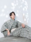 画像12: 【即日発送】【メンズ浴衣】グリーンベージュモダン浴衣【浴衣・帯・下駄セット】OBI-MS-001-ok-8-IV [YMT] (12)