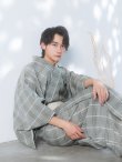 画像5: 【即日発送】【メンズ浴衣】グリーンベージュモダン浴衣【浴衣・帯・下駄セット】OBI-MS-001-ok-8-IV [YMT] (5)