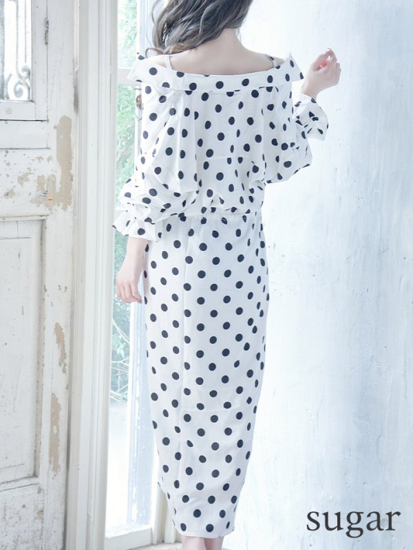 画像9: ワンピース/長袖/ ドット/羽織り/ 清楚ワンピ/ マキシ丈【HC02】 (9)