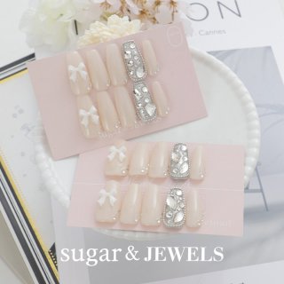 ウェディング 結婚 ピアス ネイルチップ ボンネ  スター Uピン ネイルチップ】黒フレンチ×キルティングネイルチップ[OF02