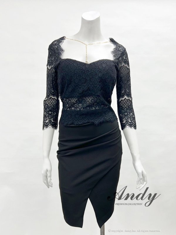 画像9: 【ANDY/アンディ】レース切替/ 長袖/ 袖あり/ アシメスカート/ タイト/ ミニドレス/ キャバドレス[FB03] (9)