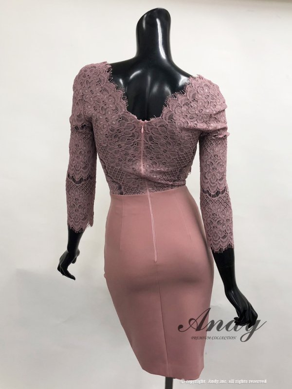 画像21: 【ANDY/アンディ】レース切替/ 長袖/ 袖あり/ アシメスカート/ タイト/ ミニドレス/ キャバドレス[FB03] (21)