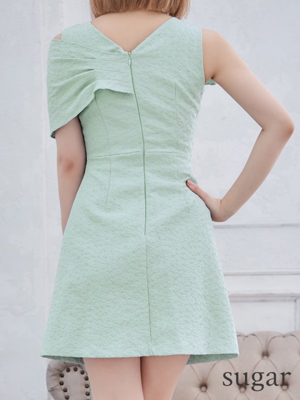 画像9: 【Andy ANDY Fashion Press 14 COLLECTION 04】ジャガード/ ワンカラー/ デコルテクロスリボン/ アシンメトリー/ フレア/ Aライン/ 台形スカート/ ミニドレス/ キャバドレス[OF05] (9)