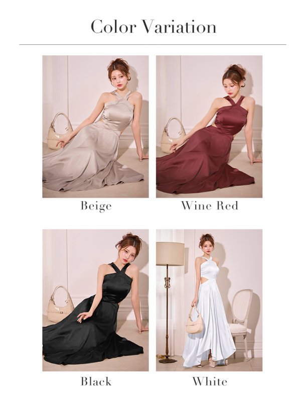 画像42: 【Andy GLAMOROUS/アンディグラマラス】クロスホルター/ ウエストカット/ シンプル/ ロングドレス/ キャバドレス long[OF05] (42)