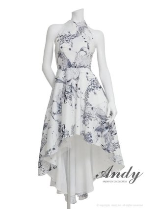 アンディーネイビーフレアドレス リボン付き キャバドレス・ミニドレス