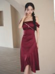 ワインレッド モデル：まおちゃる　身長：158cm　着用サイズ：Sサイズ