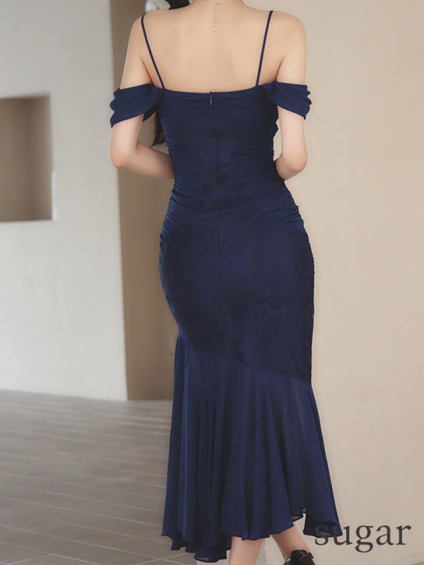 ネイビー　モデル：まおちゃる　身長：158cm　着用サイズ：Sサイズ