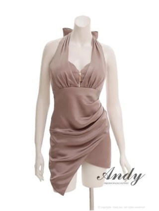 Andy ベージュ タイトドレス M Andy/アンディ】ノースリーブ ジップデザイン ワンカラー