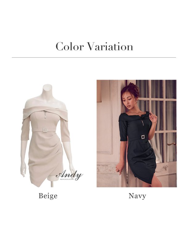 画像26: XSサイズあり【ANDY/アンディ】  タイト/ バストジップ/ タック/ アシメスカート/ ストレッチ/ 無地/ オフショルデザイン/ ミニドレス/ キャバドレス[OF05] (26)
