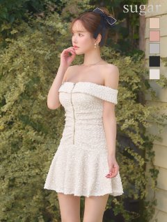 【JOLIESSE/ジョリエス】刺繍/ スパンコール/ ラメ/ レース/ オフショル/ フレア/ ミニドレス/ キャバドレス