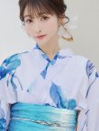 画像6: 【即日発送】白地×水彩ブルーの清涼漂う百合浴衣 OBI-g-500-kj-11-AQM / HIMO-900-yn-4-GYxGY / YA-945-kj-W / HEKO-800-sb-5-W / GETA-02-ok-3-LBLgo [YMT] (6)