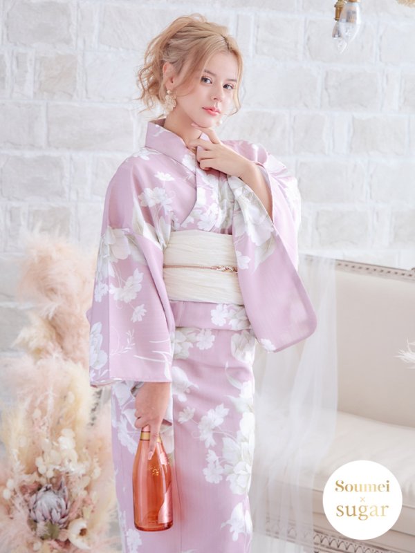 画像2: 【即日発送】【浴衣セール】【浴衣】大胆な牡丹が咲き誇るピンク地浴衣【浴衣３点セット 浴衣/帯/下駄】[YMT] (2)