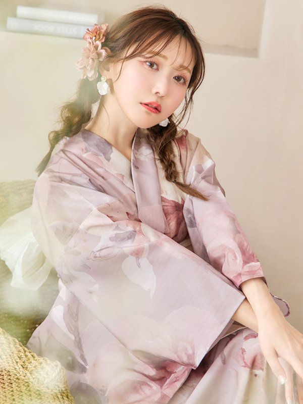 画像10: 【即日発送】アンティークフラワーピンク浴衣【浴衣３点セット 浴衣/帯/下駄】[YMT] (10)