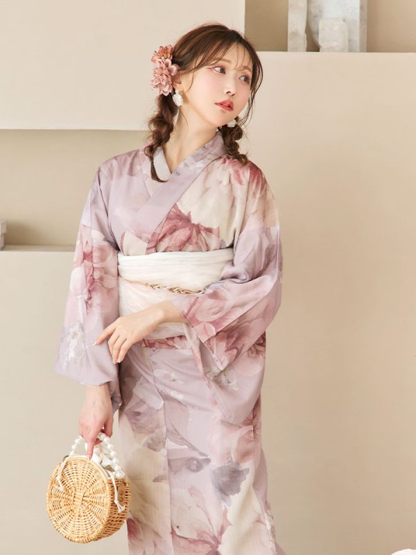 画像18: 【即日発送】アンティークフラワーピンク浴衣【浴衣３点セット 浴衣/帯/下駄】[YMT] (18)