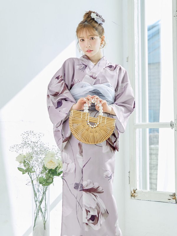 画像6: 【浴衣セール】【即日発送】ロマンティックピオニー浴衣【浴衣３点セット 浴衣/帯/下駄】[YMT] (6)