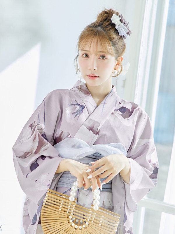 画像2: 【浴衣セール】【即日発送】ロマンティックピオニー浴衣【浴衣３点セット 浴衣/帯/下駄】[YMT] (2)